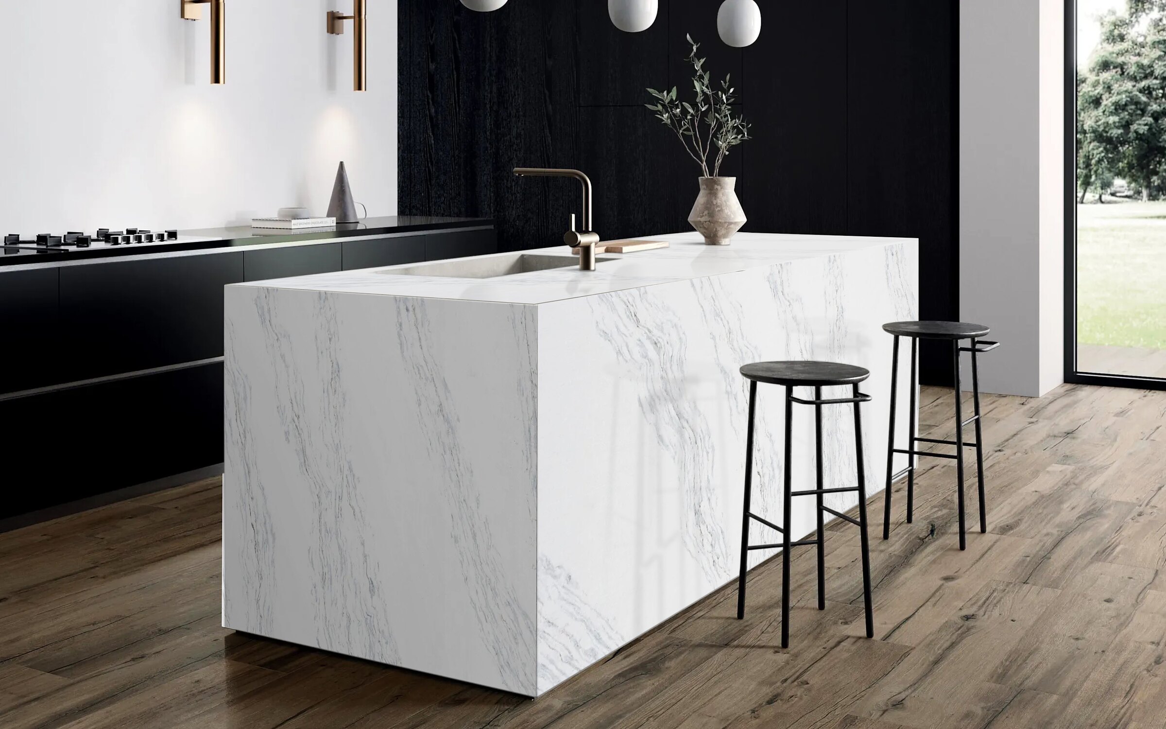 Pearl White Zero surface in a real kitchen setting
