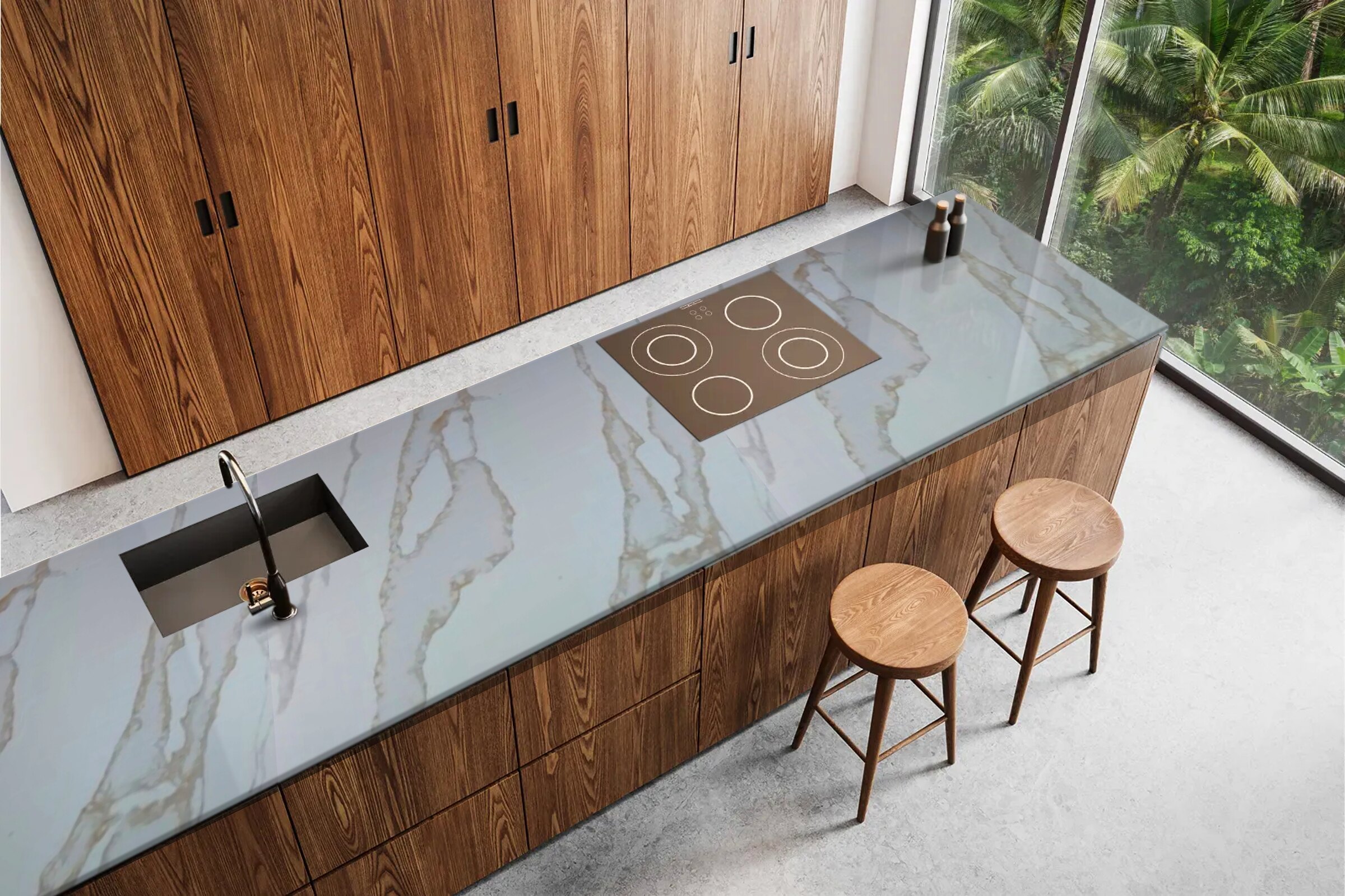 Calacatta Oro Zero surface in a real kitchen setting