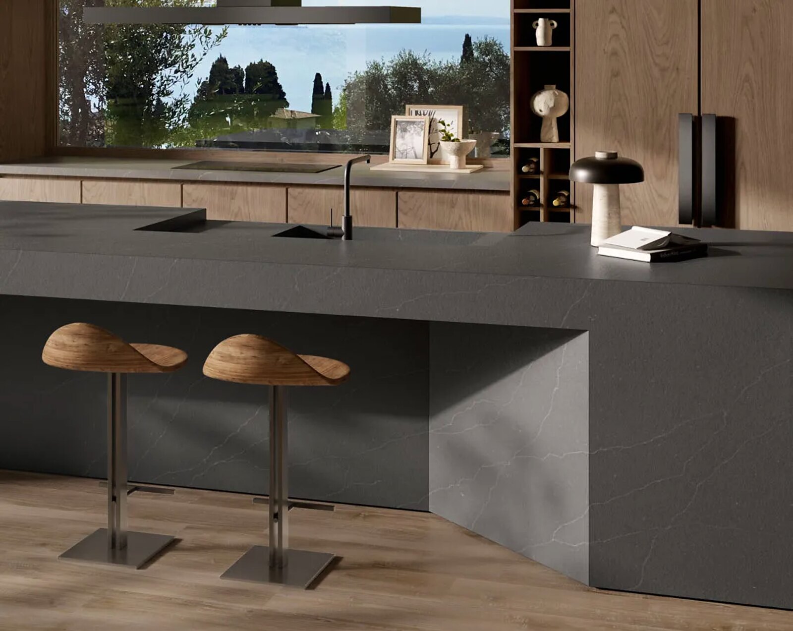 Grey Titano Zero surface in a real kitchen setting