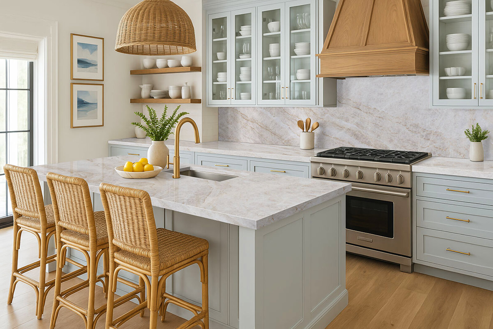 Taj Mahal Zero surface in a real kitchen setting